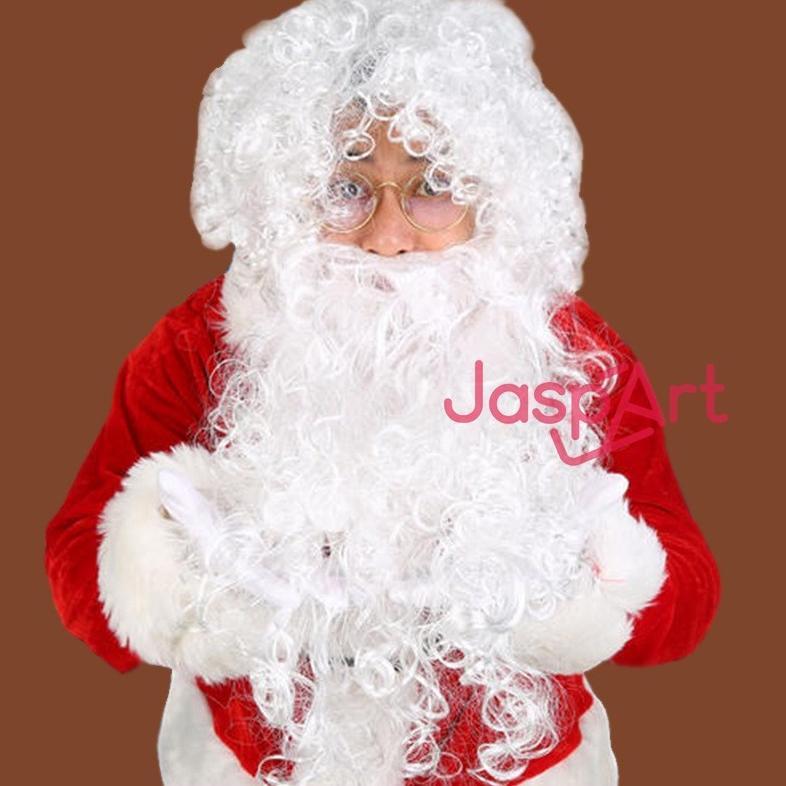 JENGGOT SANTA CLAUS JENGGOT PUTIH COSPLAY SANTA RAMBUT LEBAT WIG SANTA NATAL