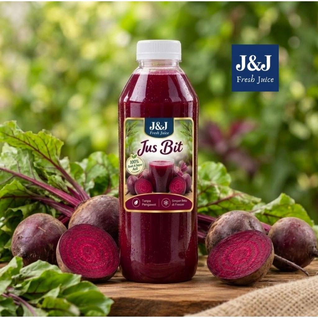 Jus bit 1 liter j&j jus buah bit/ jus tambah darah alami /jus detox/ jus anemia /buah bit segar tanp