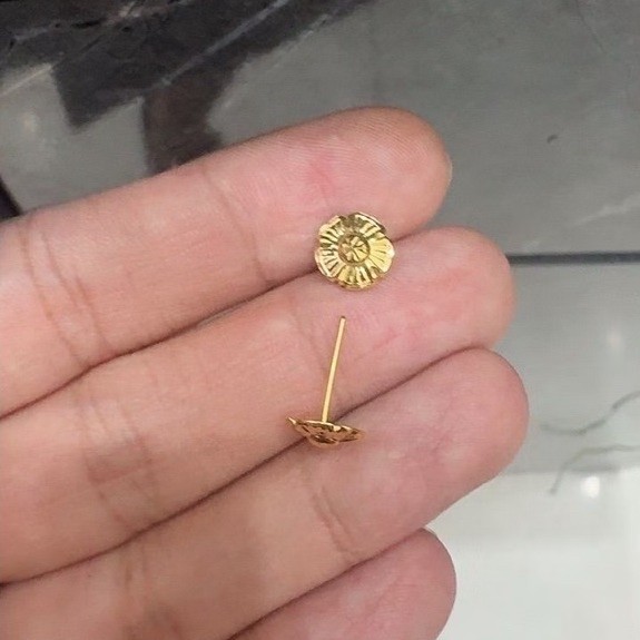 giwang emas asli anting tusuk bulat emas asli kadar 700
