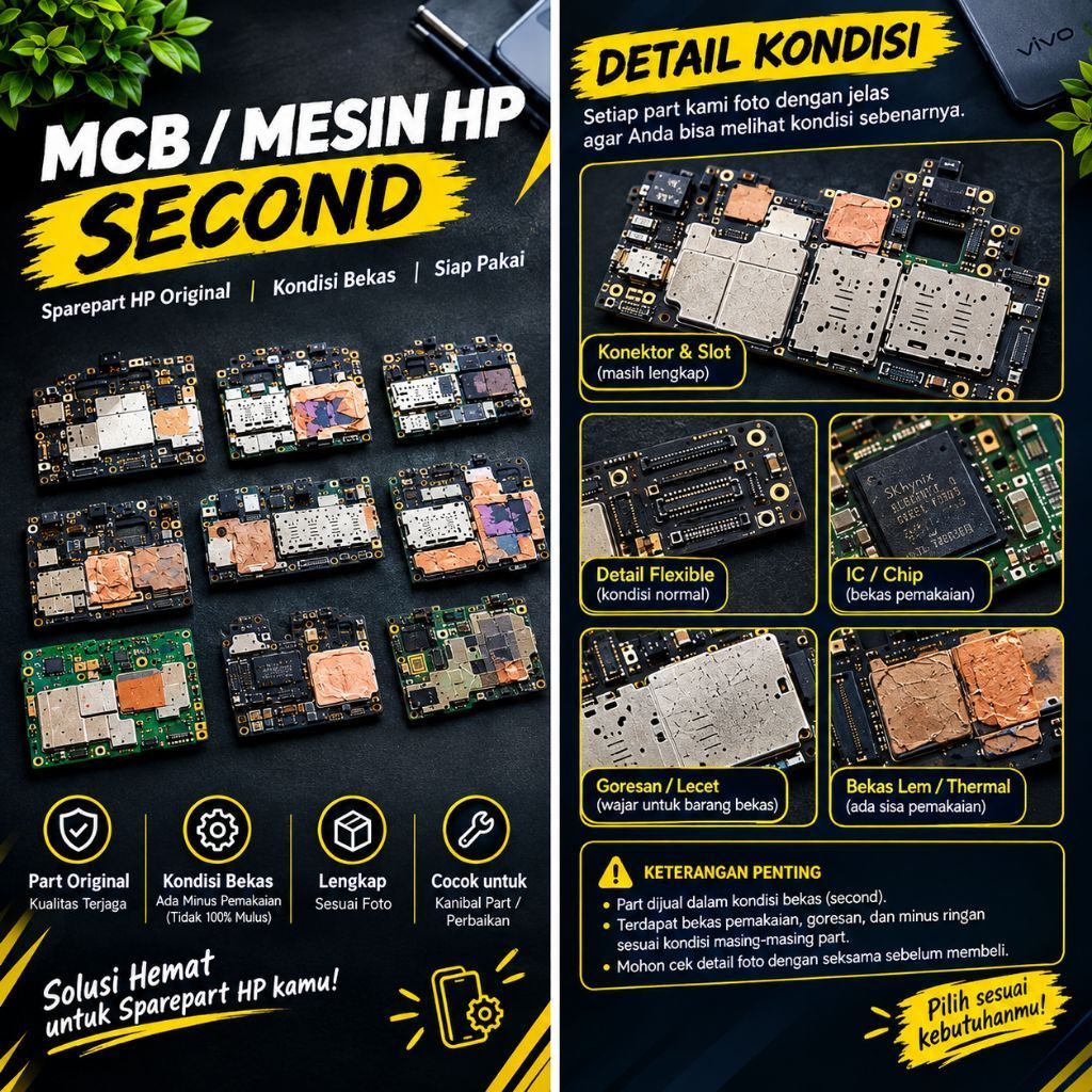 PCB Mesin HP Bekas Vivo Y16 Y02t Oppo A12 – Sparepart Kanibal HP