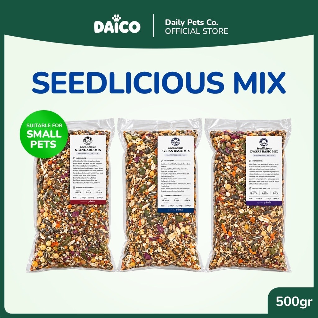 Seedlicious Standard Mix / Syrian Mix / Dwarf Mix 500 Gram | Makanan Utama Hamster