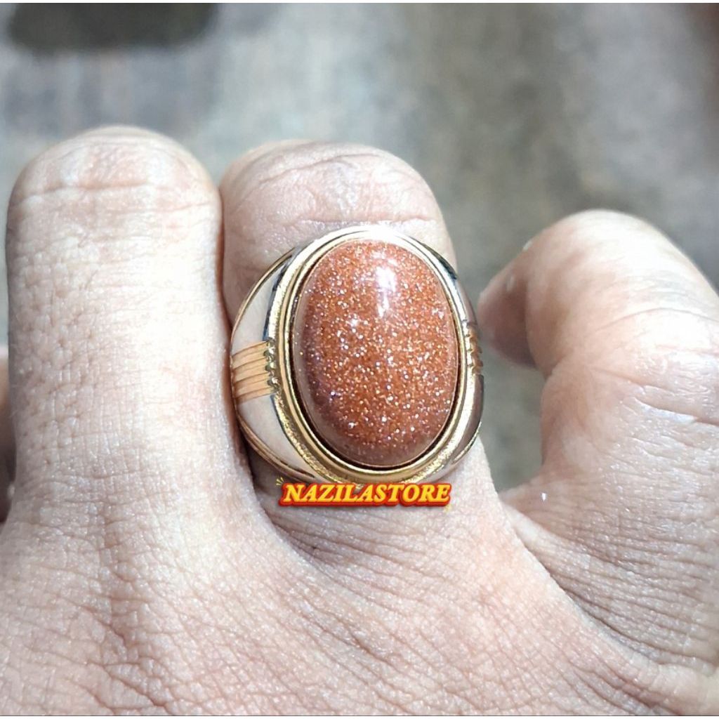 CINCIN PRIA BATU AKIK PASIR EMAS ASLI MEWAH DAN ELEGAN