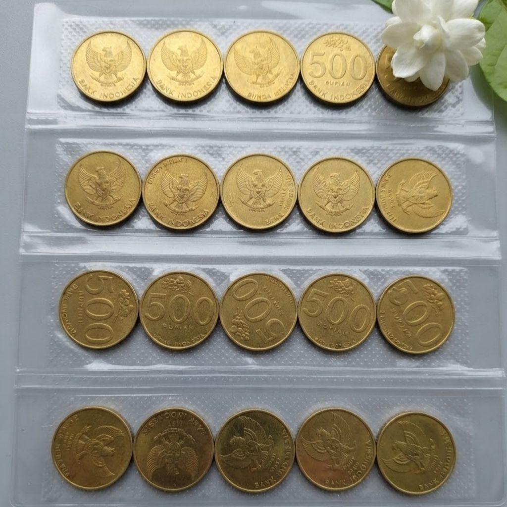 Uang koin melati berkilau untuk seserahan/Uang unik /Koin melati 500