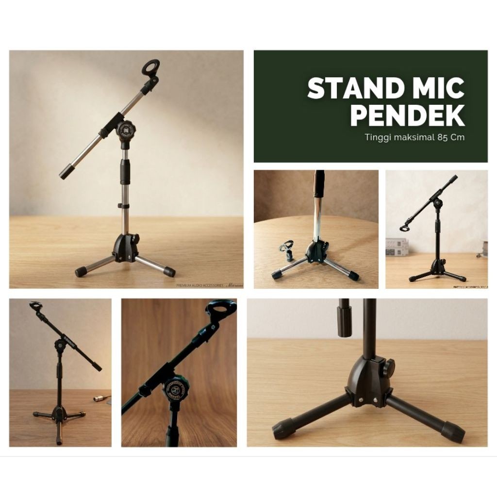 Stand Mic Pendek Stand Mic Hadroh FREE Holder / Catokan Mic