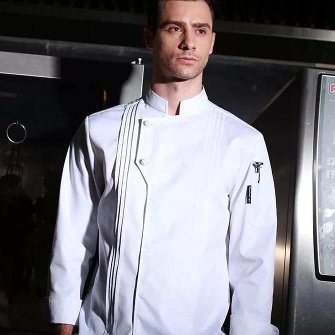 new Baju chef jaket chef baju koki triple premium seragam koki kemeja chef koki