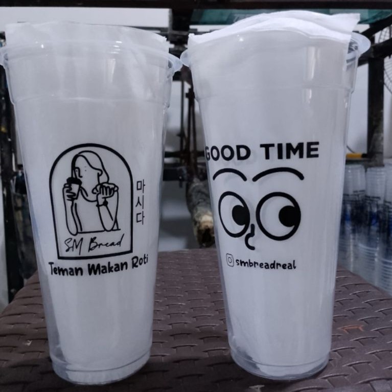 Sablon Custom Cup 12 oz, 14 oz, 16 oz, 18 oz, 22 oz Datar/Oval