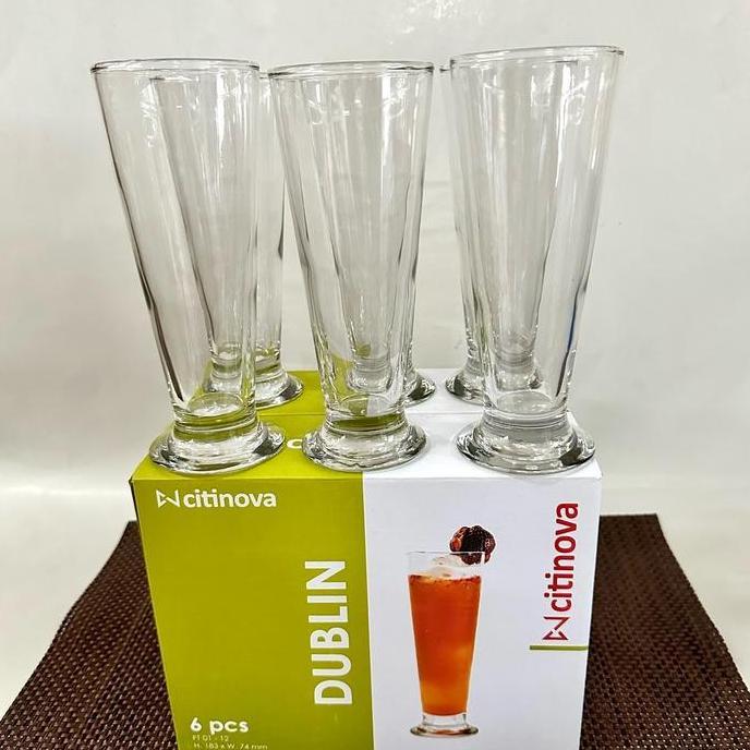 Gelas kaca tinggi juice es teh sirup FT-01 Dublin 330 ml isi 6 pcs LJS