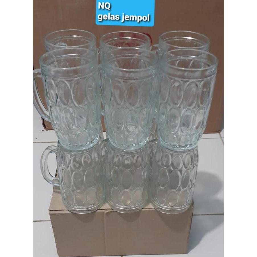 Gelas Beling Jempol 1 Lusin / Gelas Kaca Gagang / Gelas Teh LAS