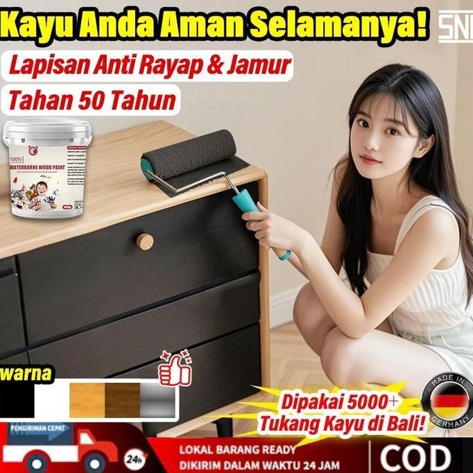 Cat Kayu Anti Jamur & Air | Tahan 50 Tahun | SNI Certified | Warna Natural & Coklat Glossy/Matte Beb