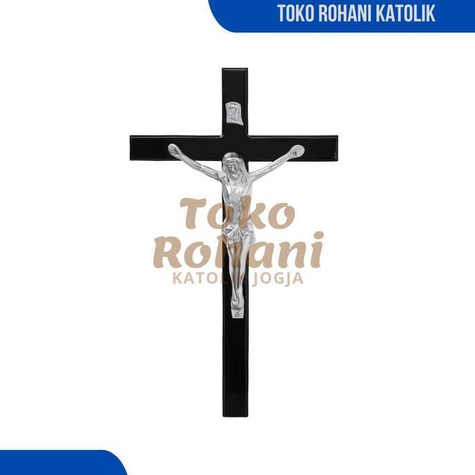 DOVEGIRL SALIB DINDING KATOLIK 40 CM (SILVER) / SALIB DINDING BESAR / SALIB GANTUNG / SALIB KAYU KAT