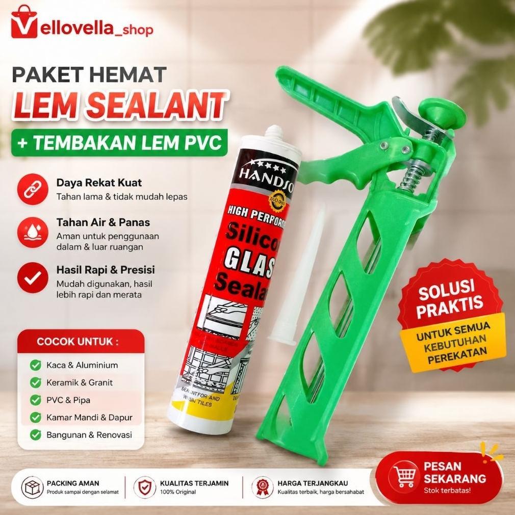PAKET HEMAT Lem tabung silikon + tembakan lem Plastik PVC / paket lem botol + tembakan lem PVC warna