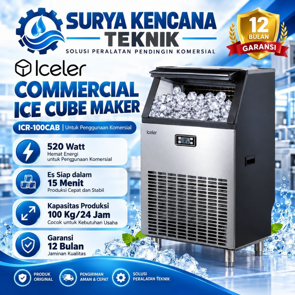 Mesin Es Batu Kristal Iceler Ice Maker 100kg/24Jam Kapasitas Besar - Mesin ice 100 Kg