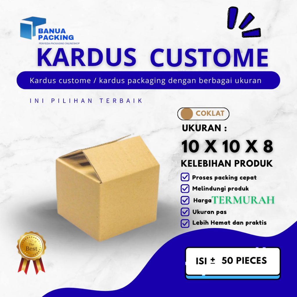 kardus packaging custome 10x10x8 isi 50pcs