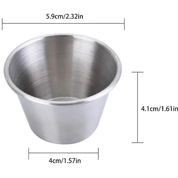 10pcs/Set Cup Saus Kecil 304 Stainless Dipping Bowl Kontainer Saus Tempat Saos Kecil 60ml Wadah Sauc