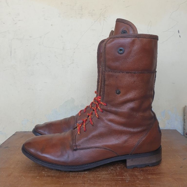 Sepatu Boots Vintage High Leather Winter Sherpa Size 46