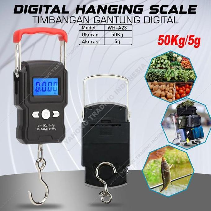 JAZZETRRY Timbangan Gantung Digital Buah Sayur Hewan Sembako Beras 50kg