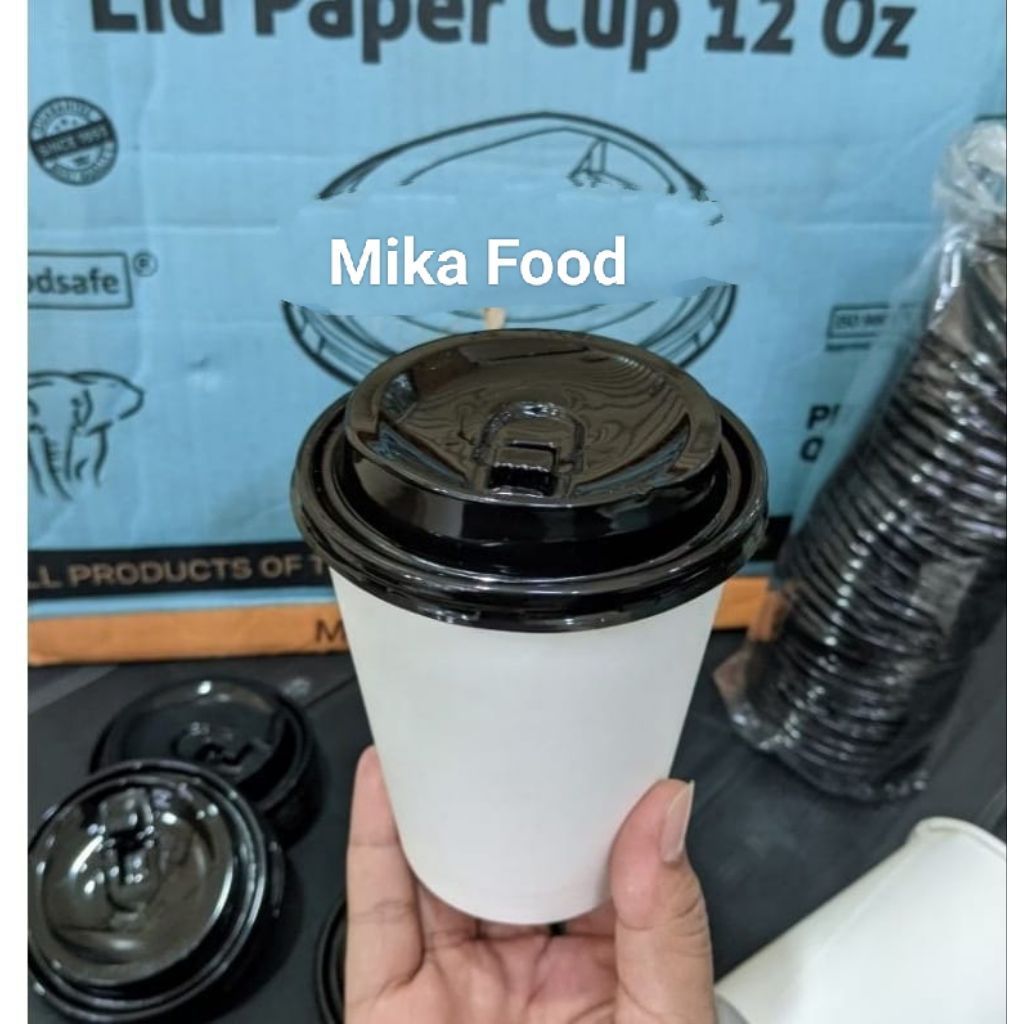 Cup Paper Kopi 12oz + Tutup Isi 50pcs / Cup Paper Kopi 12oz + tutup Tahan Panas / Cup Paper 1...