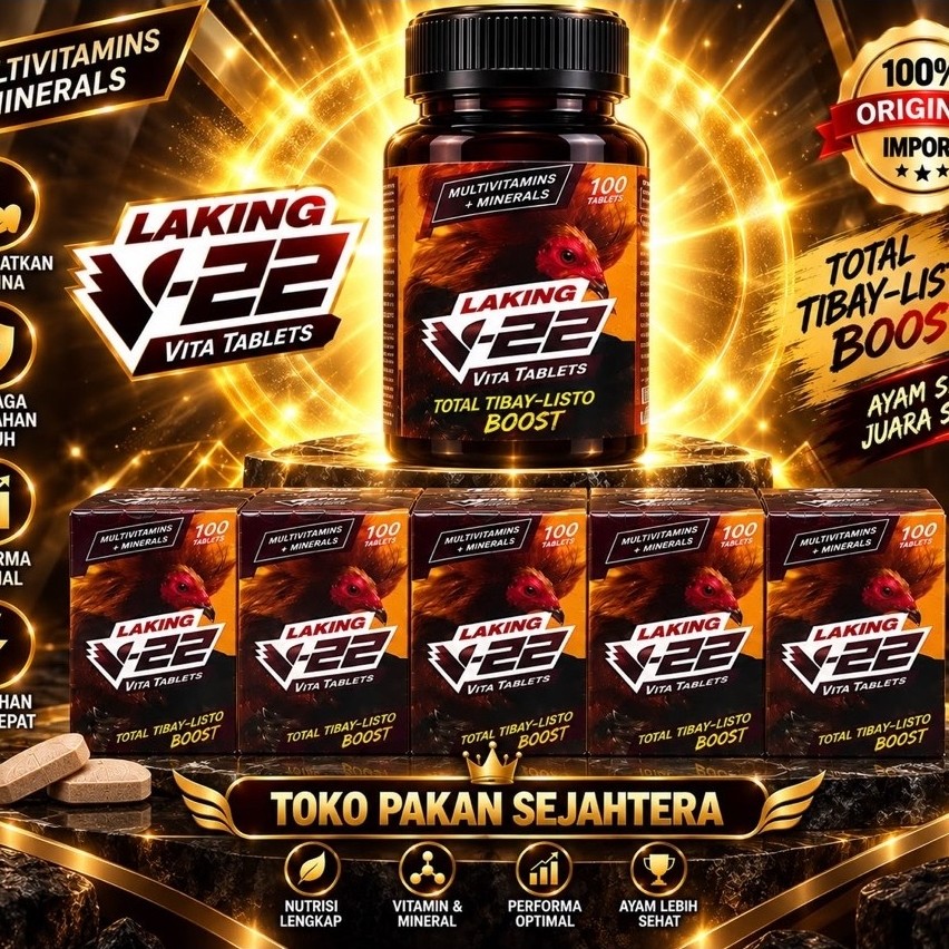 V22 LAKING Super Vitamin Ayam Original Filipina 100 Tablet Memperkuat Otot Ayam