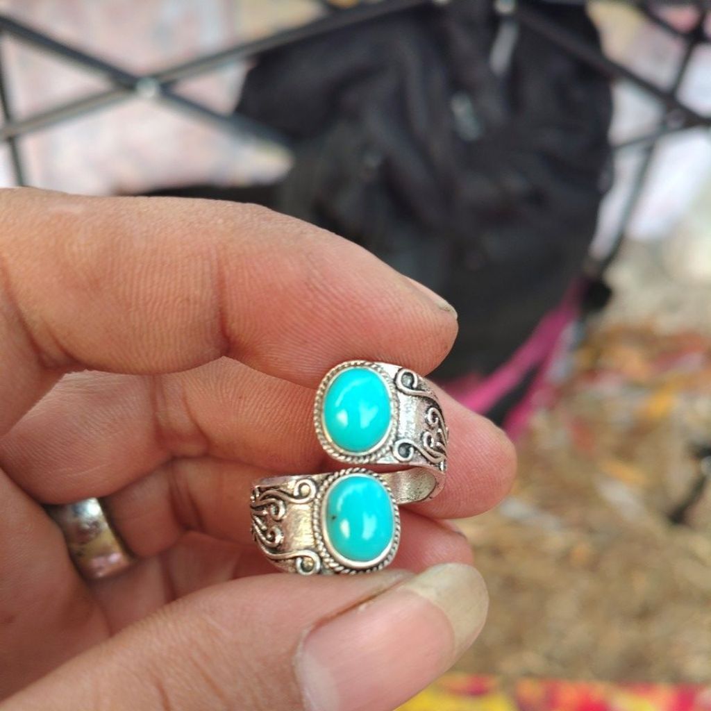 Batu pirus persia polosan sepasang ring kunsar
