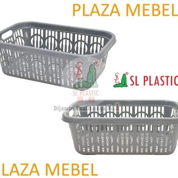 Keranjang Pakaian Sl Plastik Abu - Silver / Keranjang Baju Laundry - Setrika Medium (Khusus Gojek)