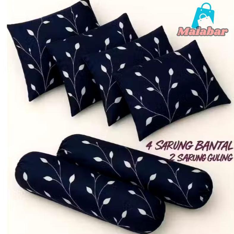 Sarung Bantal Guling 6 Pcs Motif Bunga Mawar Tulip Matahari Kamboja Warna Hitam Merah Kuning Hijau