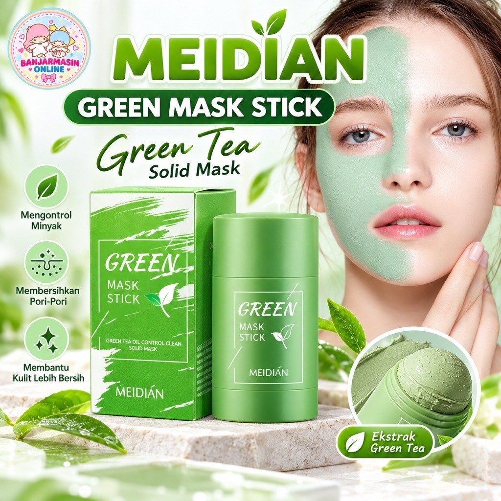 MEIDIAN Green Mask Stick Masker Wajah Stik Komedo Jerawat Acne Green Tea Meidian