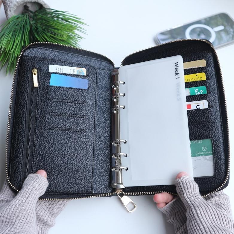 Emi Binder A6 Zipper Tas Selempang Dompet Uang