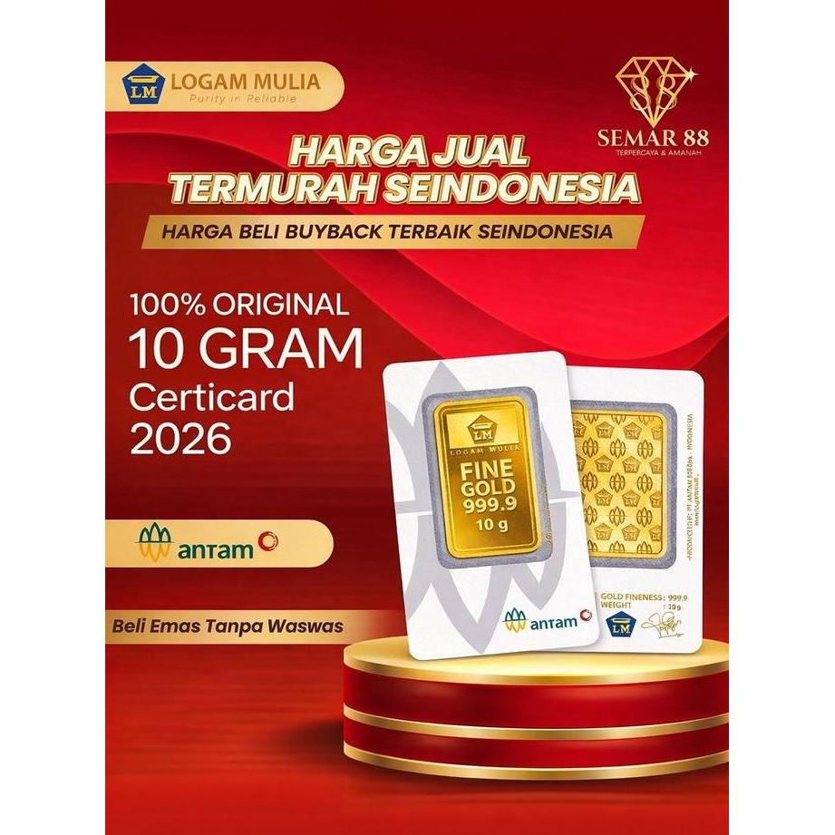 Terlaris 10 Gr(Gram) Logam Mulia/Lm/Emas Batangan/Gold Bar -10G X 1
