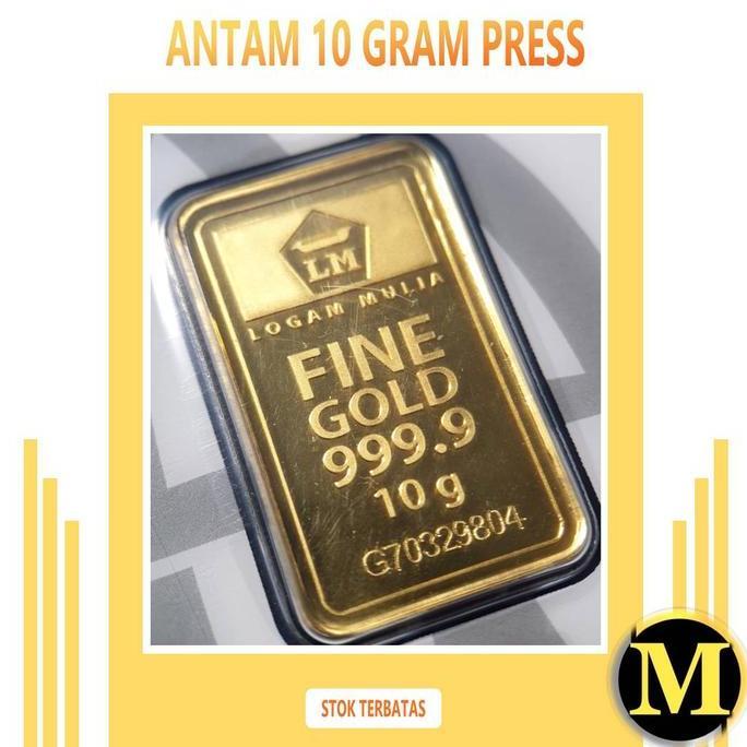 Terlaris Emas Antam 10 Gram Kemasan Press Logam Mulia Emas Batangan