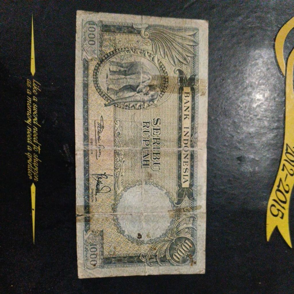 UANG KUNO 1000 RUPIAH SERI HEWAN GAJAH TAHUN 1957 LANGKA