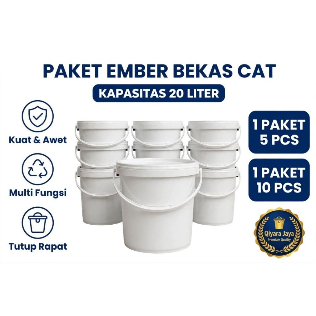 GROSIR Ember Bekas Cat 20kg 25kg Ember Pail Plastik Tebal + Tutup  dan tanpa tutup
