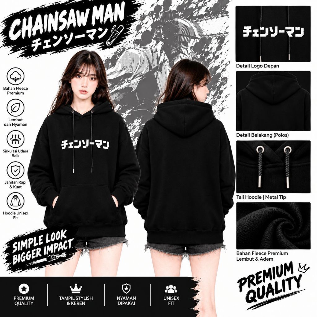 Sweater Hoodie Anime Chainsaw Man Logo Jaket Hoodie Chainsaw Man Unisex M-XXL