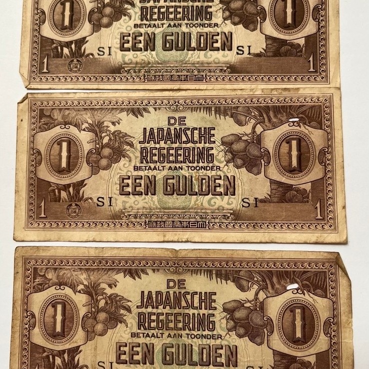 Uang kertas EEN GULDEN DE JAPANSCHE REGEERING 1 EEN GULDEN desain antik