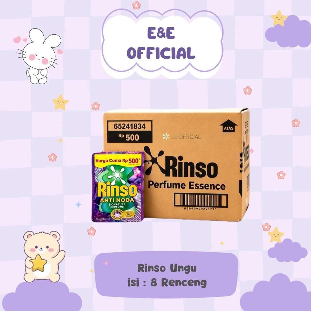 [ 1 KARTON ISI 8 RENCENG] RINSO UNGU PARFUME ESSENCE LIQUID CAIR / RINSO ROSE FRESH 20gr / RINSO SAC