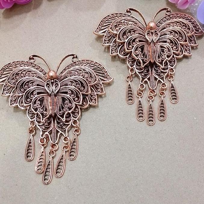 Bros Kebaya Kupu Kupu Perak Bakar Bros Juray Kebaya Bros Perak Bakar Clips Elegan