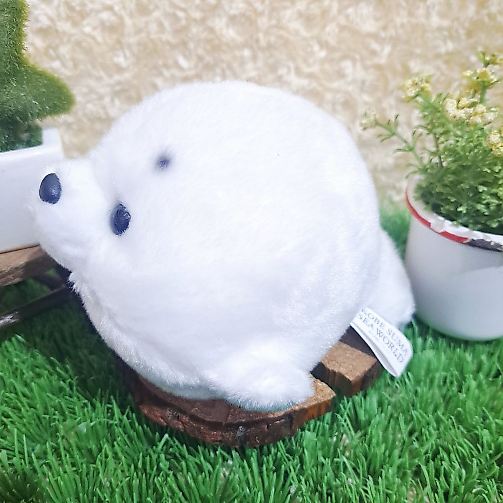 Boneka Seal Putih Boneka Anjing Laut Gembul Boneka Seal Mata keras Dua Titik Hitam