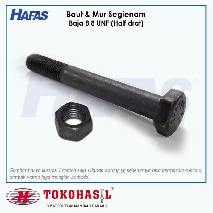 Baut Mur Baja 8.8 UNF 7/8 x 5" - 14T, HALF