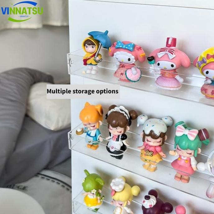 2Pcs Rak Pajangan Akrilik Rak Penyimpanan Transparan Pajangan Akrilik Transparan Display Bening Mult