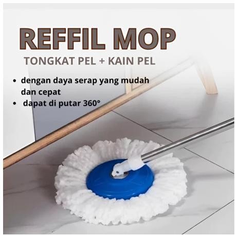 JM REFILL TONGKAT HANDLE + KAIN SPIN MOP/ TONGKAT DAN KAIN PEL CADANGAN/ HANDLE + REFILL SPIN MOP aS