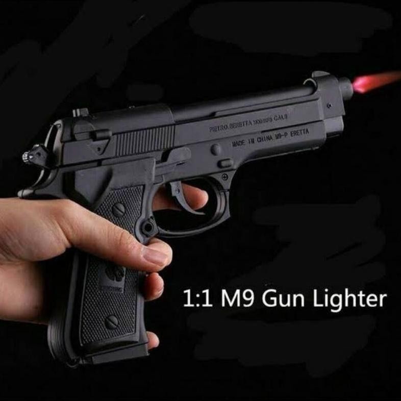 Korek api beretta 1:1 bisa kokang api bara merah tahan angin M9 aSt
