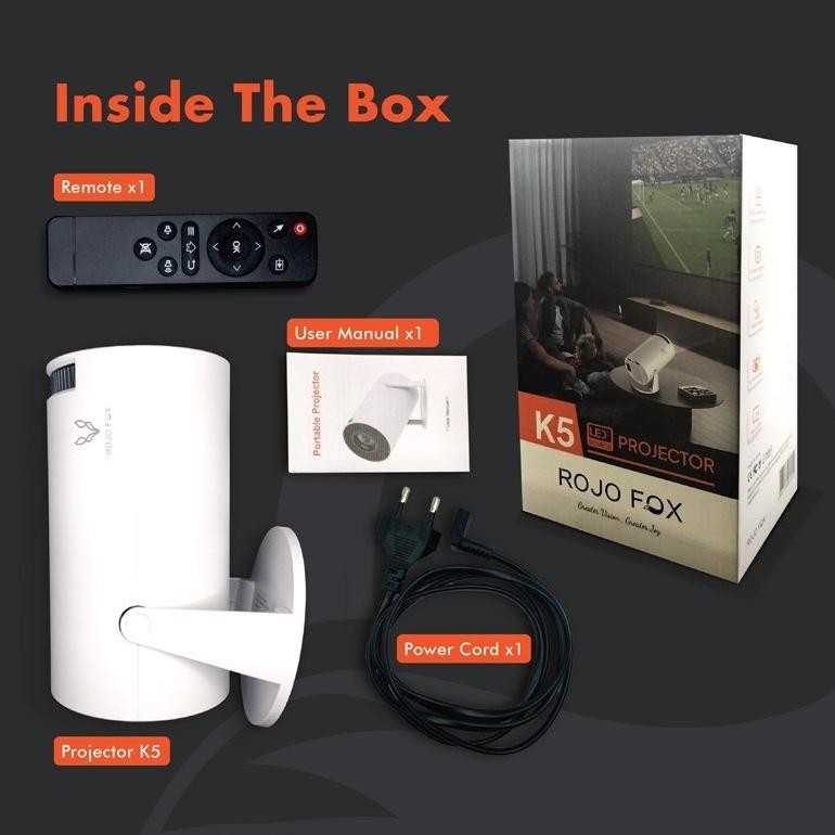 K5 Proyektor Mini Android Hp Ke Dinding Smart Portable - Hd 600P, Bluetooth & Wifi, 90 Ansi Lumens, 