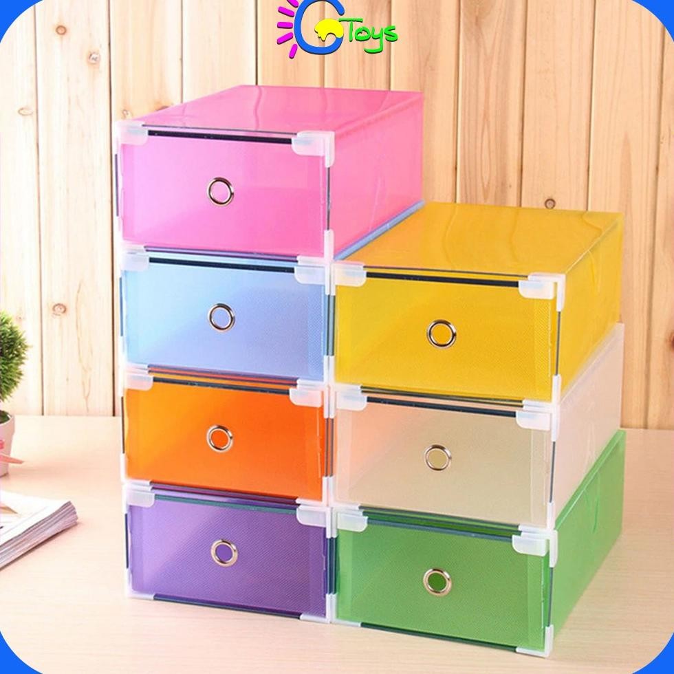 Flash Sale Cr-C598 Kotak Sepatu Lipat Transparan Tebal Serbaguna Dengan List Besi / Kotak Penyimpana