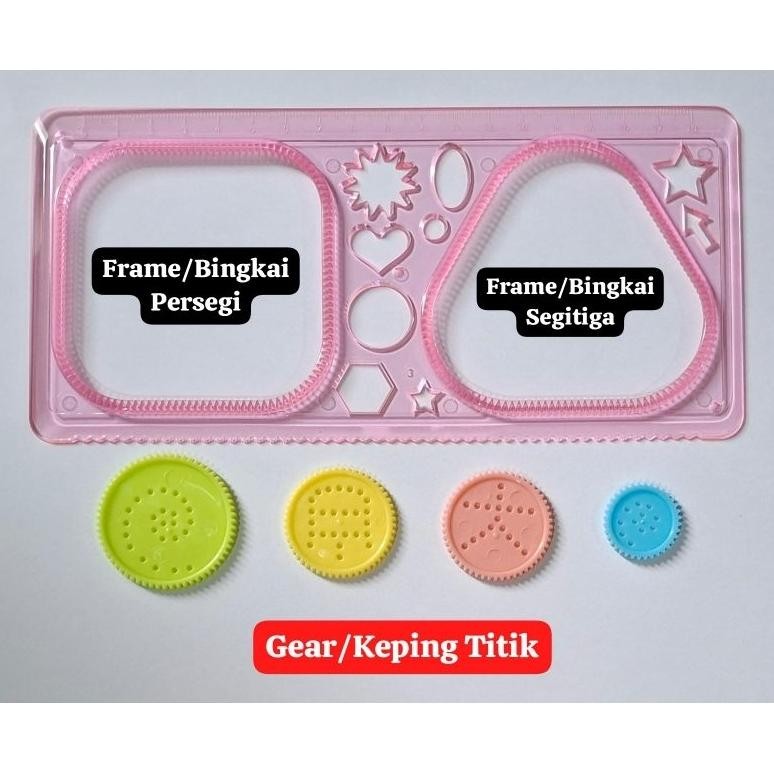 

Penggaris Putar. 2in1 Seri 2 P. Putar seri 2. Paket Hemat. Alat gambar anak PAUD TK SD. serupa Spirograph.