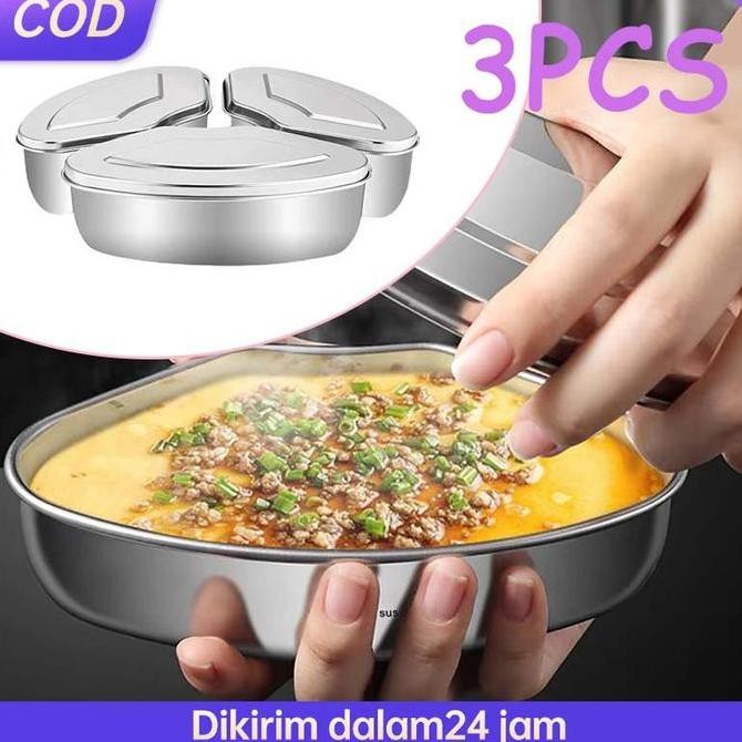 3pcs Wadah Kukusan Stainless Wadah Untuk Kukusan Panci Kecil Stainless Kukusan Mini Stainless Steami