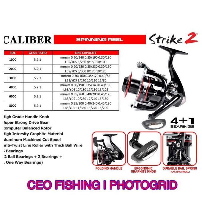 Reel Strike 2 Caliber 1000 s/d 8000 Reel Pancing Murah
