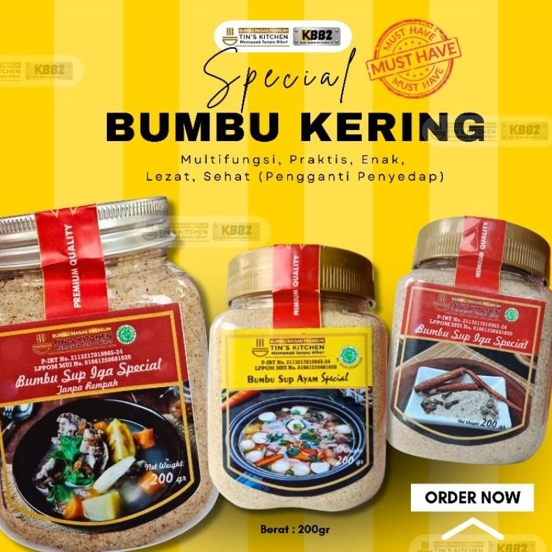 

Bumbu Kering Tins kitchen kemasan 200gr special a Ayam Rempah Tanpa Rempah Bumbu Sop Ayam a bumbu kuah Bakso Homemade Halal