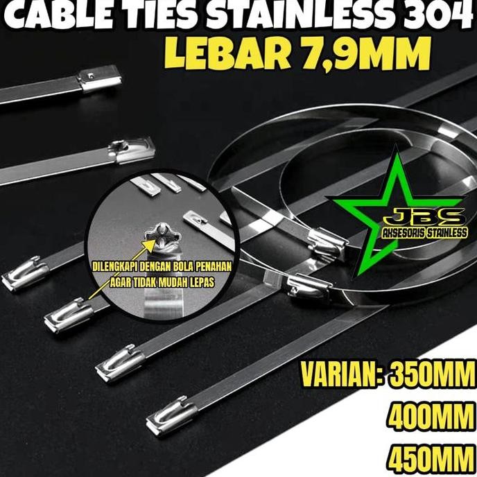 

\\\\\] KABEL TIES LEBAR 7,9MM STAINLESS 304 PANJANG 35/40/45CM TALI PENGIKAT