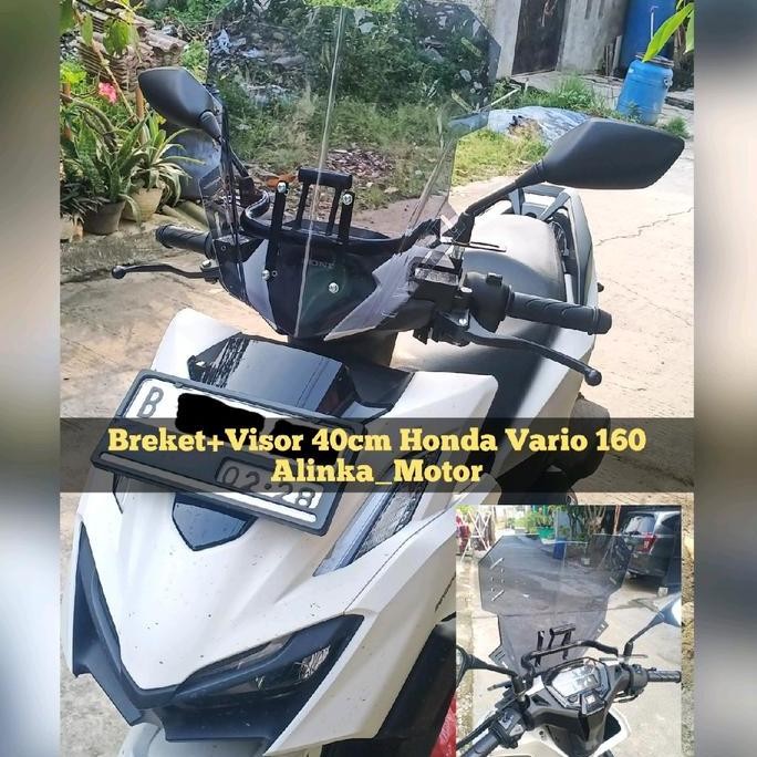 Promo PAKET Breket+Visor 40cm V1 Honda New Vario 160 Windshield Visor custom Visor Vario Variasi Var