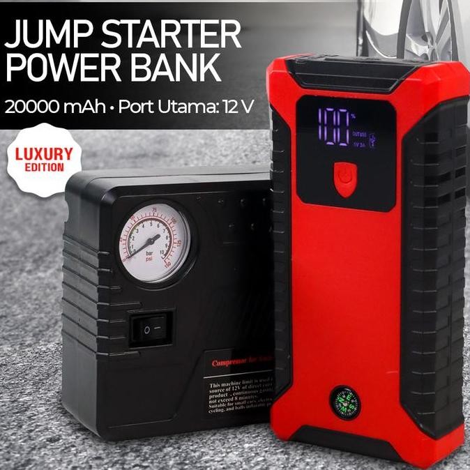 PROMO DISKON - jumper aki mobil powerbank Car Jump Ster with pompa angin