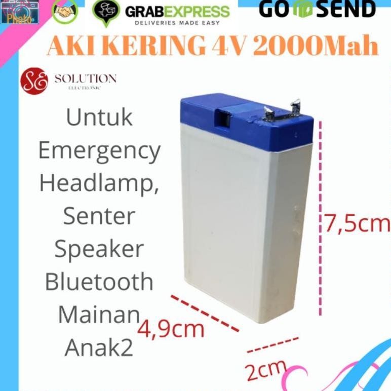Kekinian Baterai Aki Kering 4 Volt 2000Mah Aki Kering Accu 4V 2000Mah Emergency Senter Terlaris